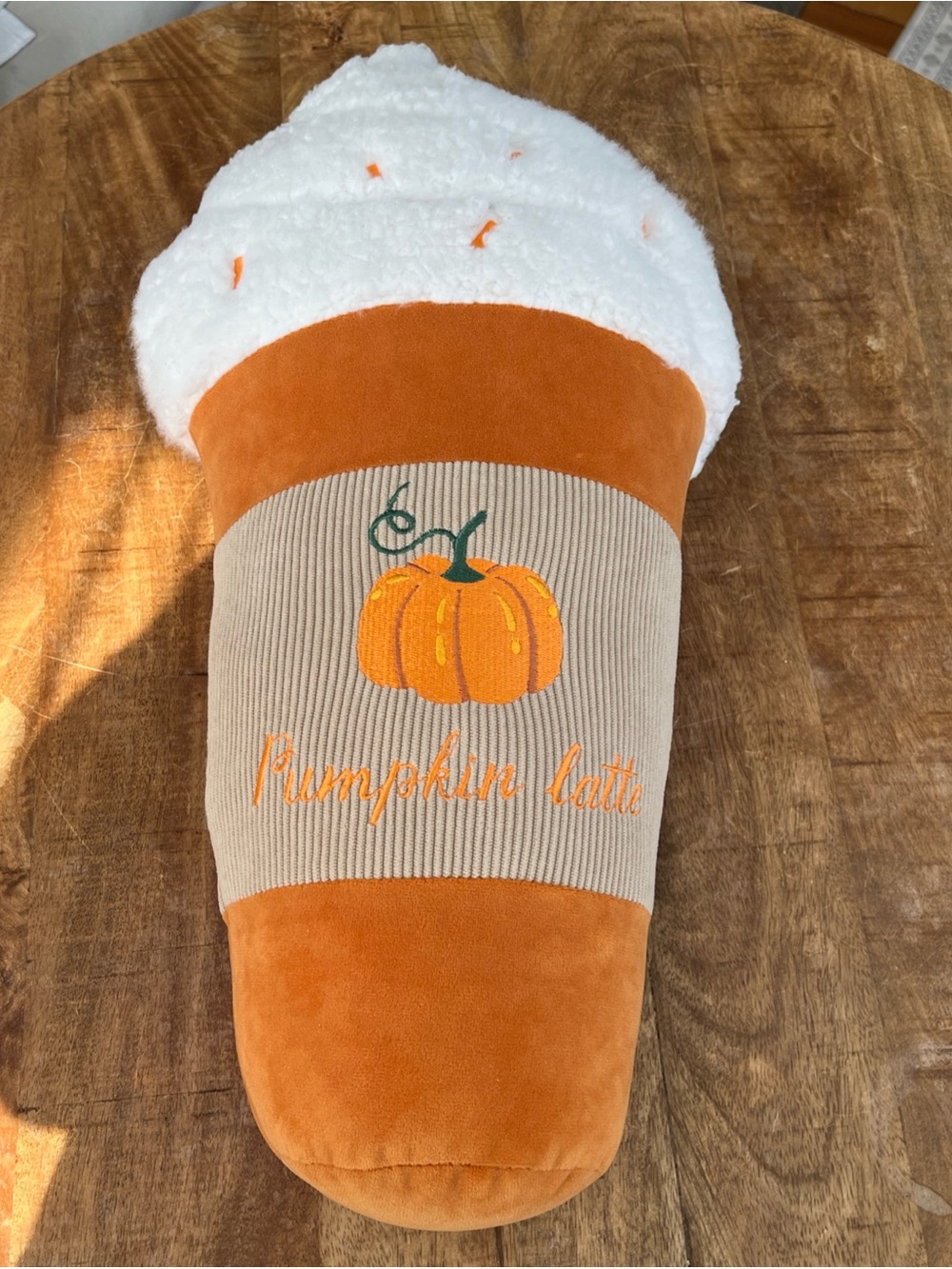 Pumpkin Latte Plush Coffee Cup Pillow - Orange & White New without Tags 20”